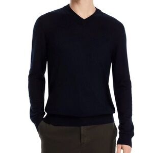 NN.07 Men's V-Neck‎ Sweater Sergio classic black layering luxury wool blend L/XL